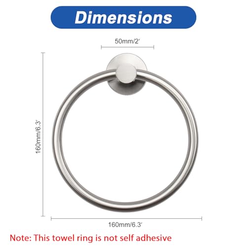 NearMoon Bath Towel Ring, Bathroom Hardware Accessories-Thicken Stainless Steel Hand Towel Holder for Bathroom, Modern Round Towel Hanger Wall Mounted (Brushed Nickel, 1 Pack) by NearMoon - Image 2