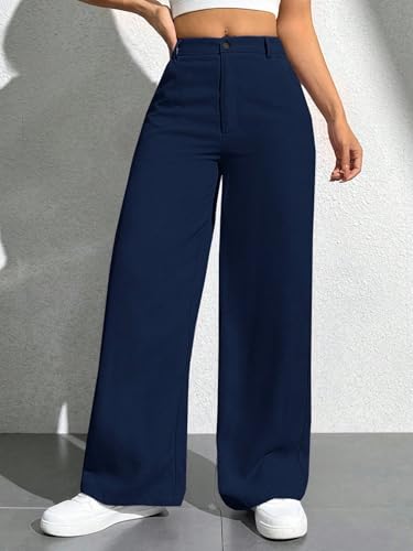 Image of Toochki Trousers for Woman Pants Women's Formal Office Korean | Beige Black Track Pant | Straight | Cotton Spandex Stretchable Trouser | High-Waisted Bottom Wear