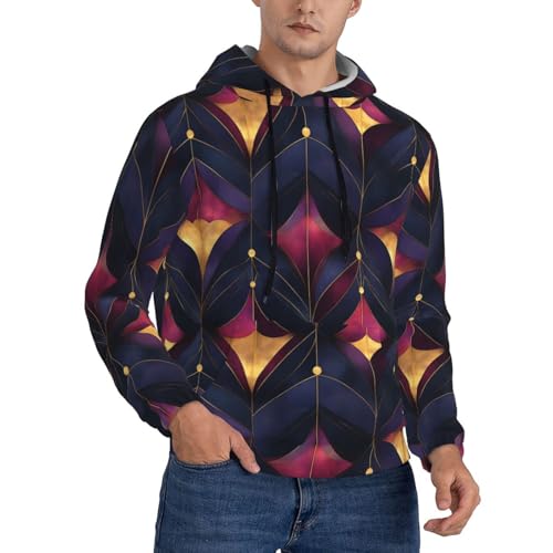 Hoodies For Men - Purple And Gold Pattern Print Long Sleeve Casual Men'S Hoodies & Sweatshirts Pullover With Pocket