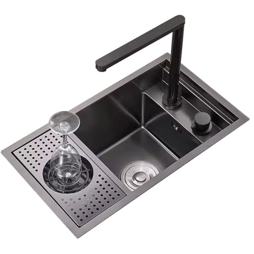 Évier simple facile à nettoyer avec couvercle rabattable et robinet pour petit bar