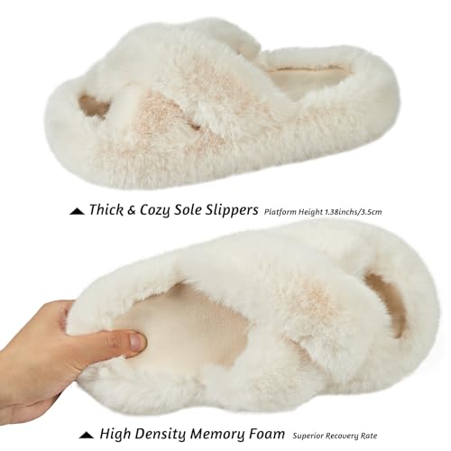 Women's Memory Foam Fluffy Plush Slippers - Cozy Furry Comfy Shoes3