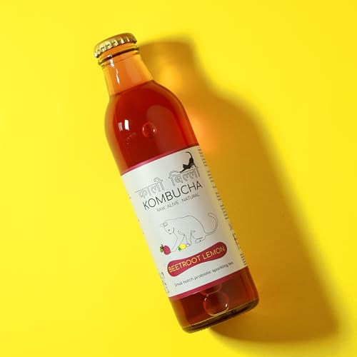 Image of KAALI BILLI Kombucha Beetroot Lemon | Naturally Brewed Fermented Tea with Beetroot and Citrus Flavor | Tangy Refreshing Beverage | 250 ml Pack of 4