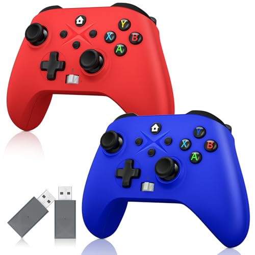 Image of Dinosoo 2 Pack Wireless Controller - Turbo, Macro, Hall Trigger, Dual Vibration - Compatible with Xbox One, Series X|S, PC - 3.5mm Audio Jack, Built-in Battery, 2.4GHz Adapter