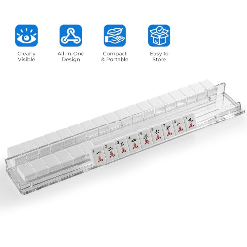 4PCS Clear Acrylic Mahjong Racks con Empujadores magnéticos miniatura 7