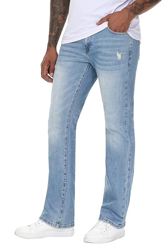 Men's Stretch Regular Fit Bootcut Flared Jeans Cotton Fashion Comfort Flex Waist Denim Pants2