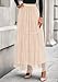 PRETTYGARDEN Tulle Skirts for Women 2025 Fall Fashion Elastic High Waisted Fairy Tiered Flowy A-Line Casual Maxi Long Skirt (Beige,X-Large)