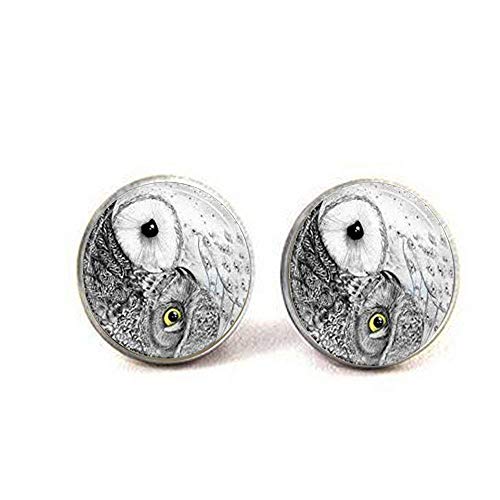 Preisvergleich Produktbild Yin Yang Ohrringe Eule Vogel Schmuck Zen Natur Art Ohrringe
