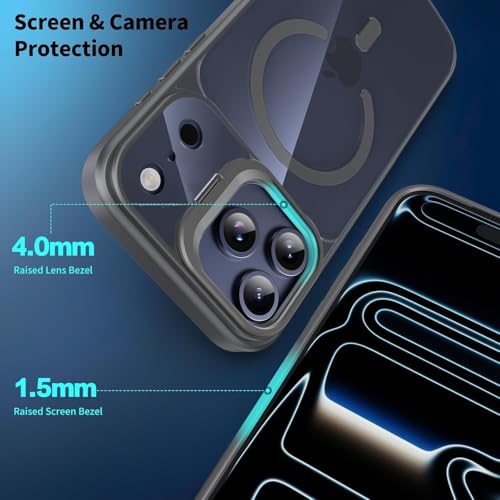 Image of VONZEE Clear Camera Kickstand Case for iPhone 17 Pro Max, Built-in Adjustable Camera Stand, Clear Magnetic Mag-Safe Shockproof Classic Series Phone Cover (Grey)