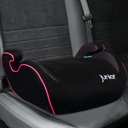 Kindersitzerhöhung ECE R129 Autositz für Kinder Sitzerhöhung Auto I-Size Kindersitz (SCHWARZ/PINK)
