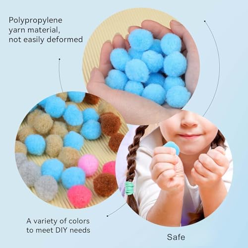 image for MORFEN 150 Pcs Pom Poms, 1 Inch Light Blue Craft Pom Poms, Mother's Da