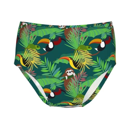 Sloth And Toucan In The Tropical Palms Girls' Underwear Soft Cotton Little Girls Panties Comfort Briefs