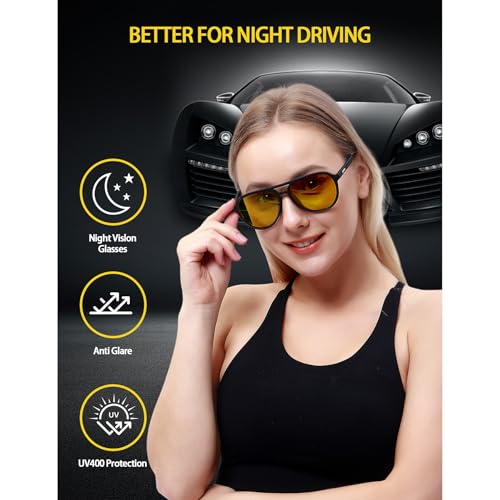 Night Vision Glasses for Men Women Anti Glare Night Driving Glasses Polarized Yellow Lens2