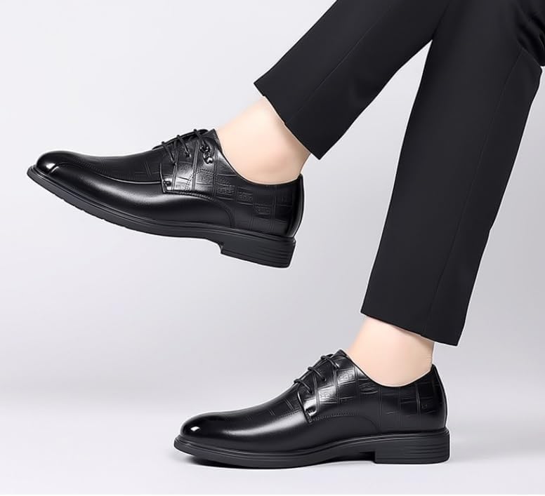 Men Leather Oxford Shoes, Fashion Comfortable Casual Formal Shoes, Dress Business Classic Pointed Toe Lace Up Office Wedding Tuxedo Brogue2