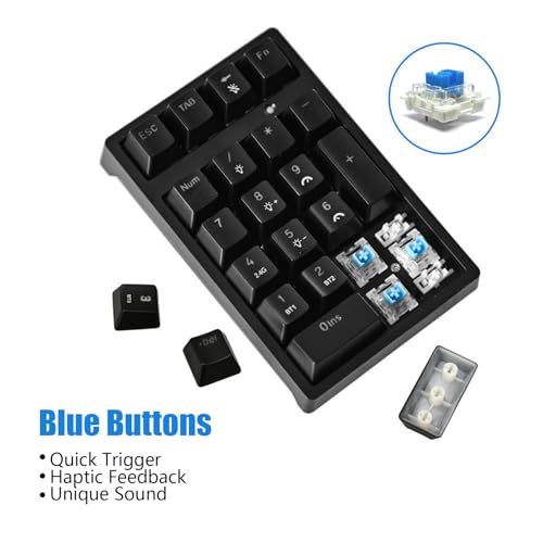 Teclado numérico mecánico con 21 teclas, compacto e inalámbrico para oficina y hogar 6
