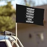 Double Side Monday Tuesday Wednesday Thursday Blink Monday Car Flag Window Clip 12 X 18 Inch UV Protection Outdoor Car Flags Decoration Banner