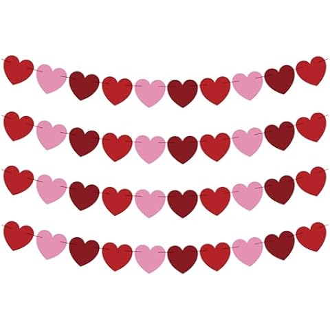 OHOME Valentines Day Decorations - Heart Valentines Garland - 40 Pack Valentines Day Backdrop Banner Valentine's Day Accessories Party Favors for Door Wall Classroom School Home-Valentines Day Decor Cover