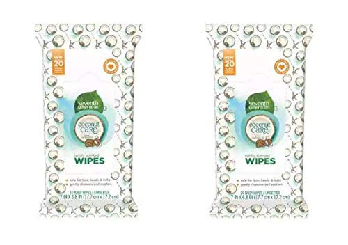 Seventh Generation Coconut Care Lightly Scented Baby Wipes 20 Count - 6 Pack (120 Total Wipes)