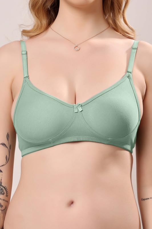 Image of London Hills Regular Bra for Women Everyday Non Padded Wire Free Mid Coverage Cotton Blend