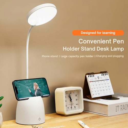 Image of One94Store RoundGlow Rechargeable LED Desk Lamp - Touch Control Table Lamp with 1200mAh Battery, Adjustable Brightness & Color Temperature, Portable Study Lamp with 80cm USB Cable