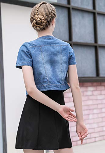 Only Faith Summer Women’s Crew-neck Denim Jacket Short Sleeve Jean Coat Tops2