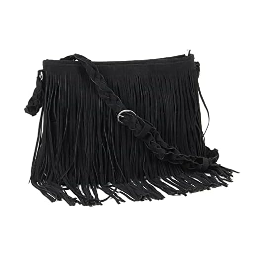 Fecialy Borse a Tracolla con Frange in Pelle Scamosciata Sintetica per Donna Borsa a Tracolla Hippie Occidentale Borsa a Tracolla Borsa a Tracolla