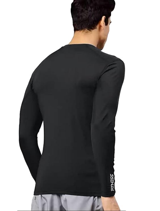 Quada Mens Thermal Compression Shirts, Warm Long Sleeve Round Neck Tops Athletic Base Layer for Running Cold Weather Undershirt (in, Alpha, XL, Regular, Black) 1