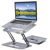 Arae Soporte Portátil Mesa, Elevador Ajustable Soporte Ordenador Portátil, Ergonómico de Aluminio Laptop Stand para Dispositivo de 10-15.6 '', Gris