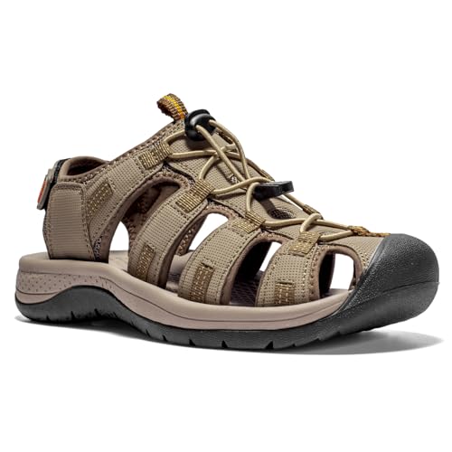 i78 Mens Athletic Hiking Sandals Closed Toe Outdoor Sport Sandals for Trail Beach Walking Waterproof Lightweight Casual