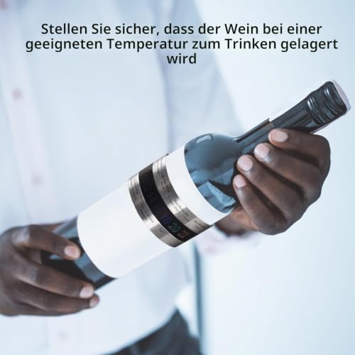 Foto von 2 Stück Wein Thermometer, Edelstahl Wein LCD Thermometer Flasche Bier Rotwein Armband Temperatursensor, Weinthermometer Rotweine Armband Temperatursensor für Wein, Sekt, Saft Weinflasche Wassertank