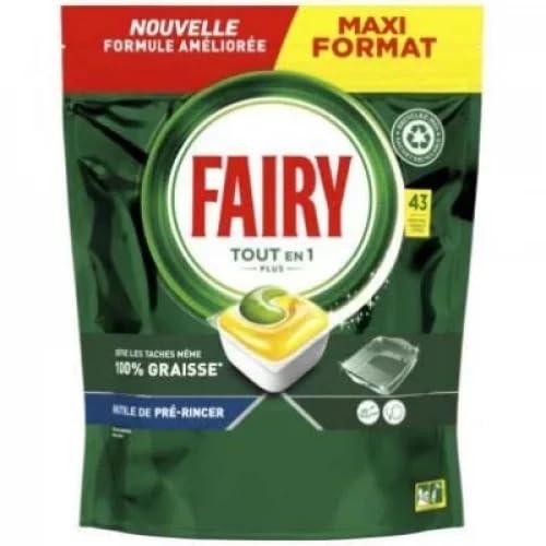 Fairy Original Tabletas Lavavajillas All In One, Limón, 43 cápsulas, Efectivas Incluso En Grasa Incrustada