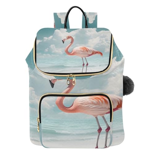 Sac à dos ordinateur portable antivol matelassé oiseau rose