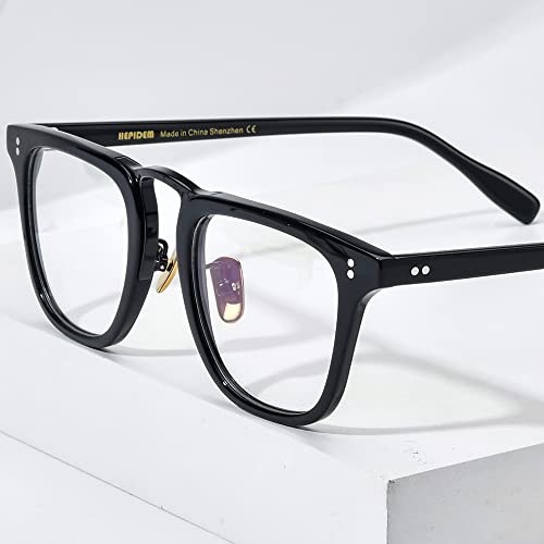 Image of HEPIDEM Acetate Glasses Frame Women Vintage Square Eyeglasses Men Optical Spectacles