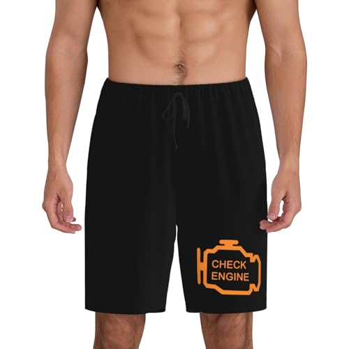 Check Engine Light Pajama Shorts for Men, Men's Pajama Bottoms, Sleepwear for Summer
