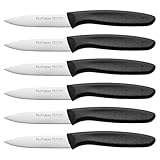 Ruffulon Gemüsemesser-Set,6 Stück Schwarz Obstmesser,Professionelles Schälenmesser mit Edelstahl,Küchen messer mit Robuster Kunststoffgriff,Extra Scharf-Messer zum Schneiden von Obst und Gemüse
