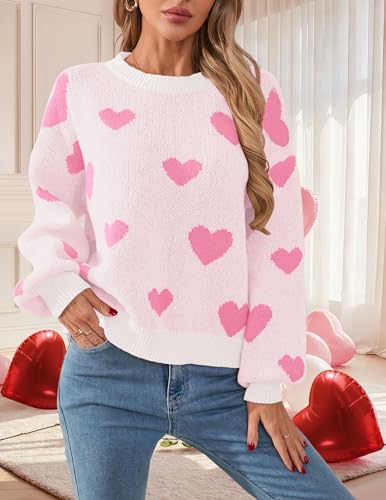 Image of Libsorge Womens Valentine Heart Sweater 2026 Valentines Day Trendy Cute Oversized Long Sleeve Pullover Sweaters