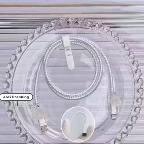 Image of Cable Protector with 3D Cute Pattern for iPhone Charger only 18W & 20W, Data Charging Cable Wire Saver Protective Cable Cover Full Protection Cable Sleeve (3D WHITE FLOWER)