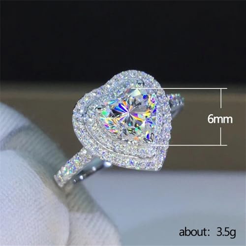 Luxury Proposal Rings for Women Bright Heart Zirconia Finger Jewelry3