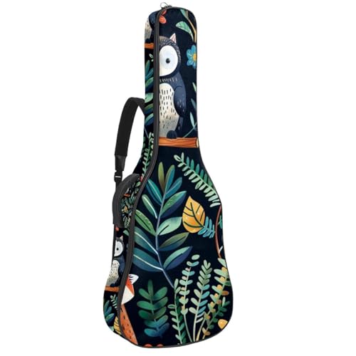 Étui pour guitare acoustique à motif animal avec poches de rangement intégrées