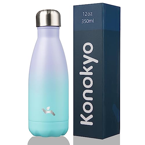 Image of Konokyo Insulated Water Bottles,12 oz Double Wall Stainless Steel Vacumm Metal Flask for Sports Travel,Lavender Green