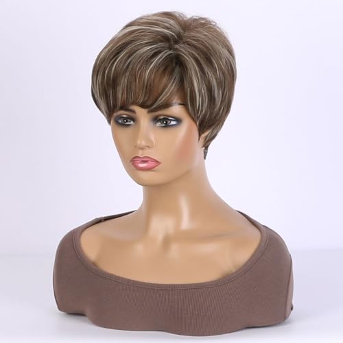 Perruque courte brune dorée idéale pour changer de style en soirée - 3