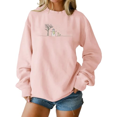 SOMOQI Damen-Sweatshirt mit niedlichem Schneemann-Grafik, lustiger...