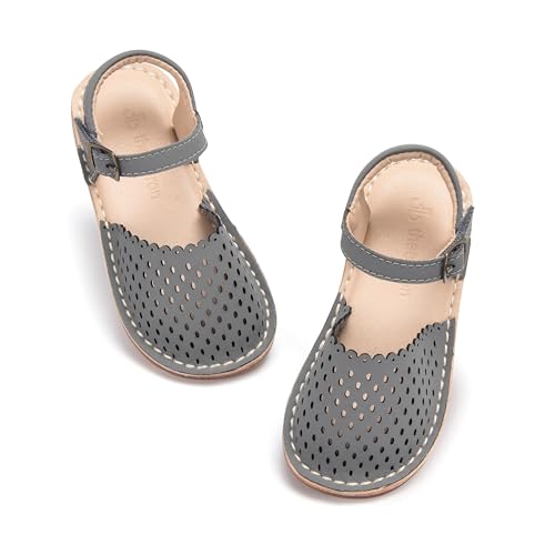 Image of THEE BRON Toddler Floral Cutout Closed Toe Sandals for Girls Breathable Summer Shoes