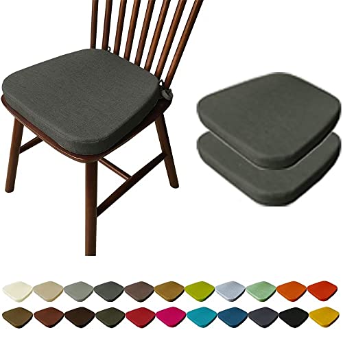 Orumrud 2er Set Stuhlkissen 40x38x33cm(3cm) Waschbare Sitzkissen Gartenstuhlkissen Sitzpolster Set viele Farben Größen Dunkel Grau Cover
