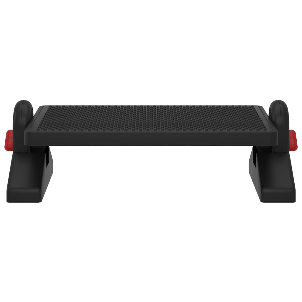 Reposapiés negro, 50 x 30,5 x 17 cm, altura regulable, de material HIPS con superficie de masaje para aliviar la tensión de piernas, espalda y caderas, ideal para oficina y hogar