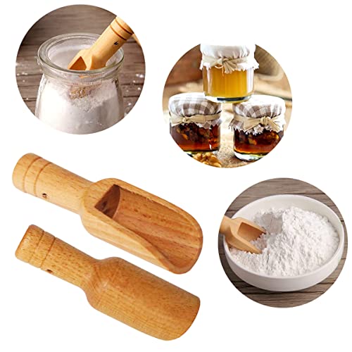 Cunz-22 Holzlöffel Set - 10 Stück Mini Löffel für Salz, Gewürze, Süßigkeiten, Pulver, Waschmittel - Baby Löffel und Tee Schaufel für Badesalz