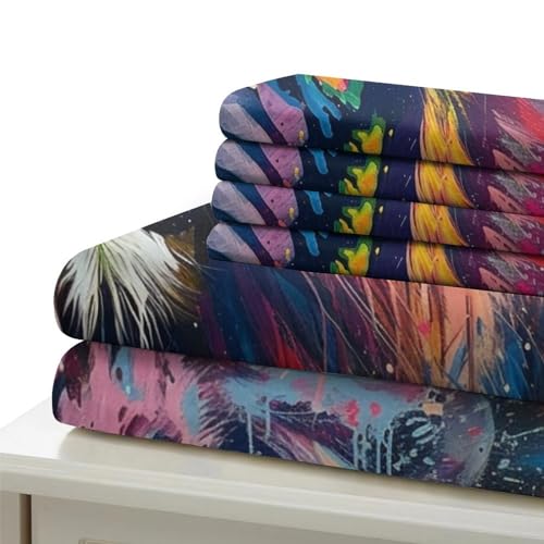 Housse de couette lion parure de lit 3 pièces en microfibre 260x220cm