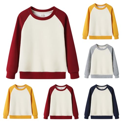 Girls Cotton Color Block T-Shirts Kids Casual Raglan Top Boys Crewneck Basic Fall Winter Long Sleeve Tees for 3-11 Years2