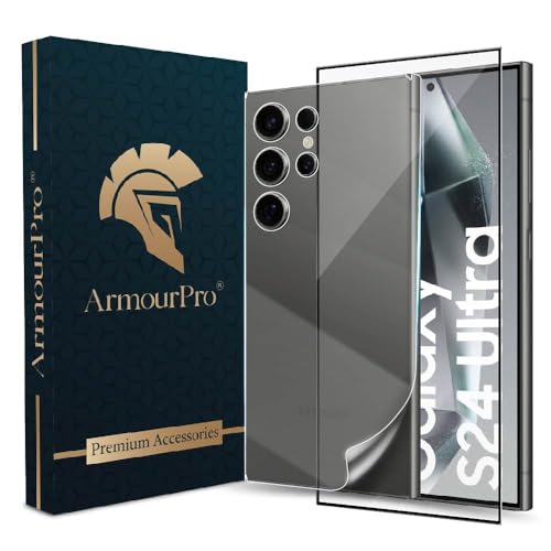 Image of ArmourPro Tempered Glass Compatible for Samsung Galaxy S24 Ultra 5G (6.8 Inch) With Back Nano Membrane, Edge-to-Edge Protector Coverage With Easy Cleaning Kit | Black