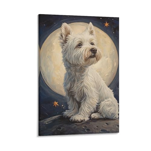 Décoration murale Terrier blanc des Highlands pour raviver un couloir sombre et triste