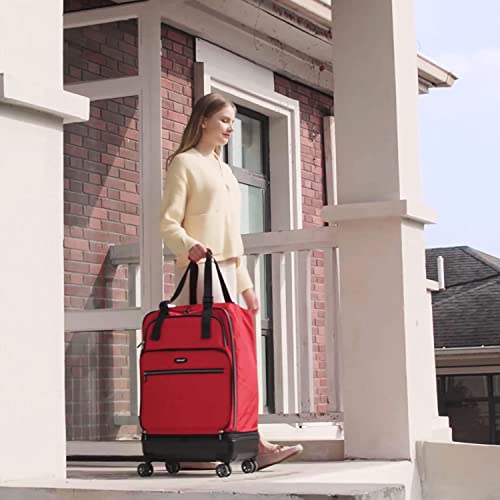 Verage Expandable Foldable Luggage Bag Collapsible Suitcases Rolling Travel Duffel Bag Larger Suit Case with Detachable Spinner Wheels,Red,24 Inch Expands into 28 Inch 7